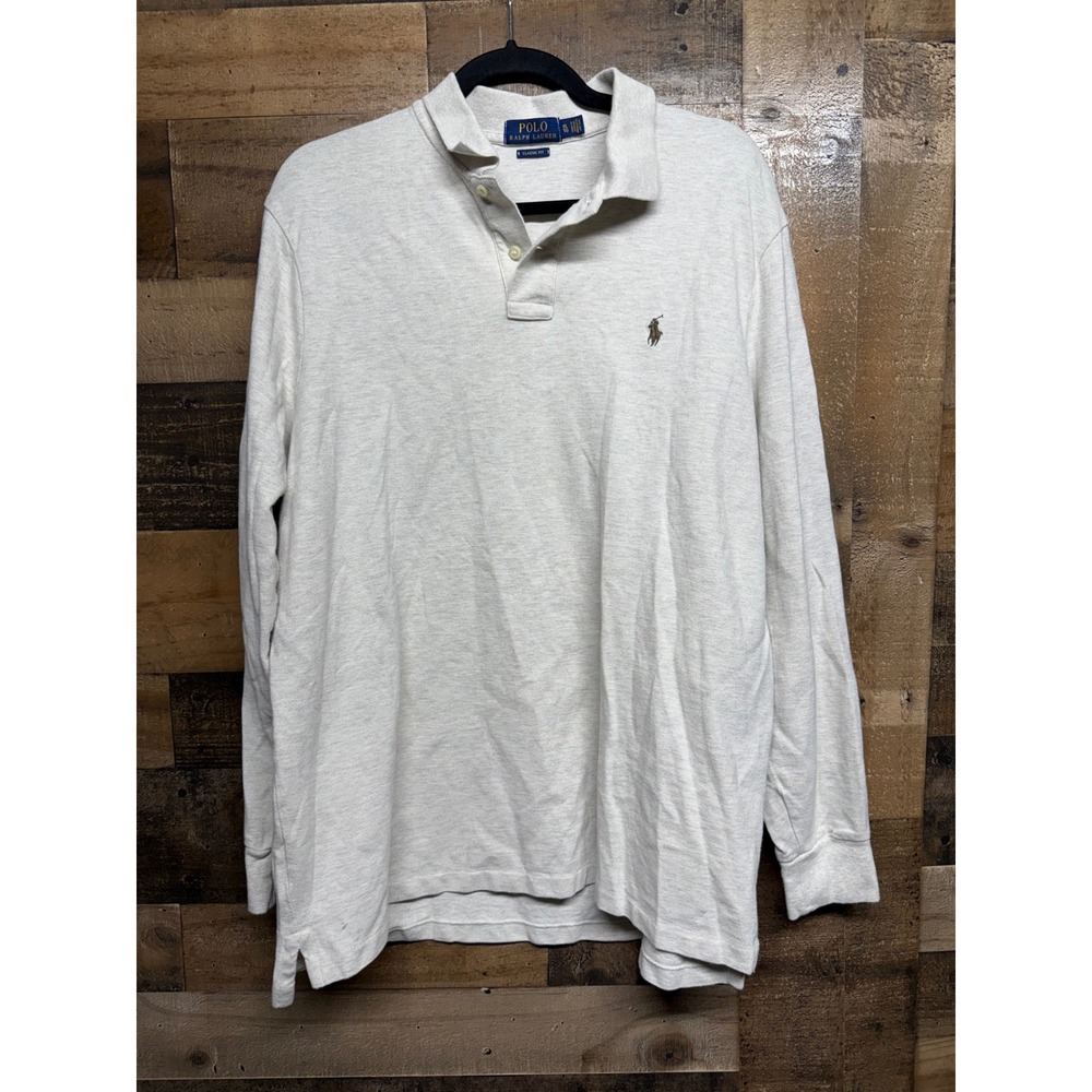 Polo Ralph Lauren Classic Fit Long Sleeve Polo Shirt Mens XL Oatmeal Biege